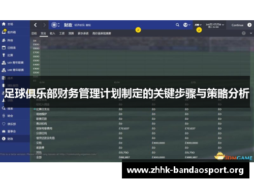 足球俱乐部财务管理计划制定的关键步骤与策略分析 足球俱乐部财务管理计划制定的关键步骤与策略分析